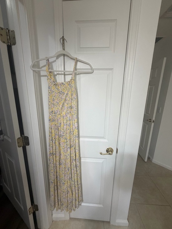 Black Tape Dresses & Skirts - Yellow Floral Maxi Dress with Spaghetti Straps